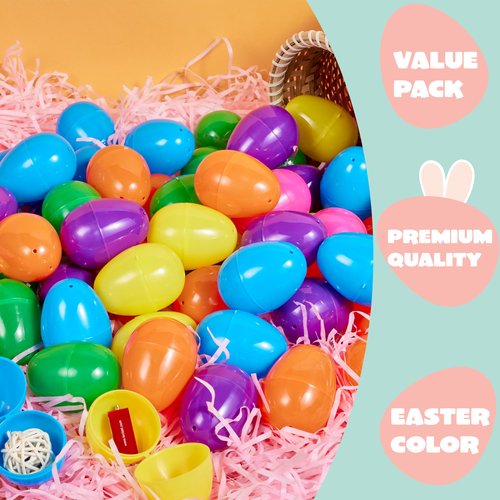 JOYIN 100 PCS 2.3" Easter Eggs, Empty Plastic Eggs Fillable Colorful Bright Eggshell Bulks for Easter Hunt, Filling Treats, Party Favor, Basket Stuffers, Classroom Prize Supplies
