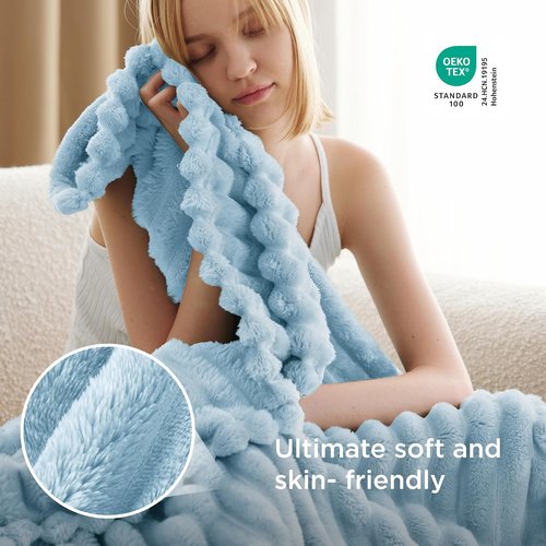 Bedsure GentleSoft Throw Blanket - Cozy Light Blue Fleece Blanket for Couch | 50x60 Inches, Perfect Spring Decor