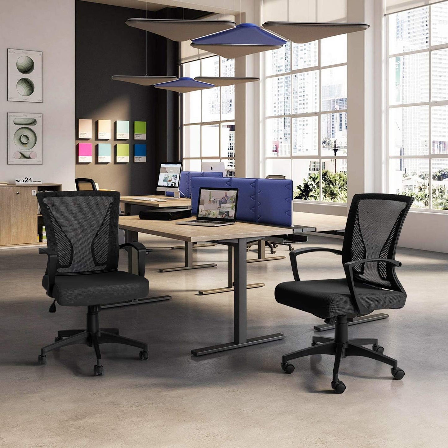 Tuoze Ergonomic Office Chair - Mid Back Mesh Design with Lumbar Support & Armrests | Black