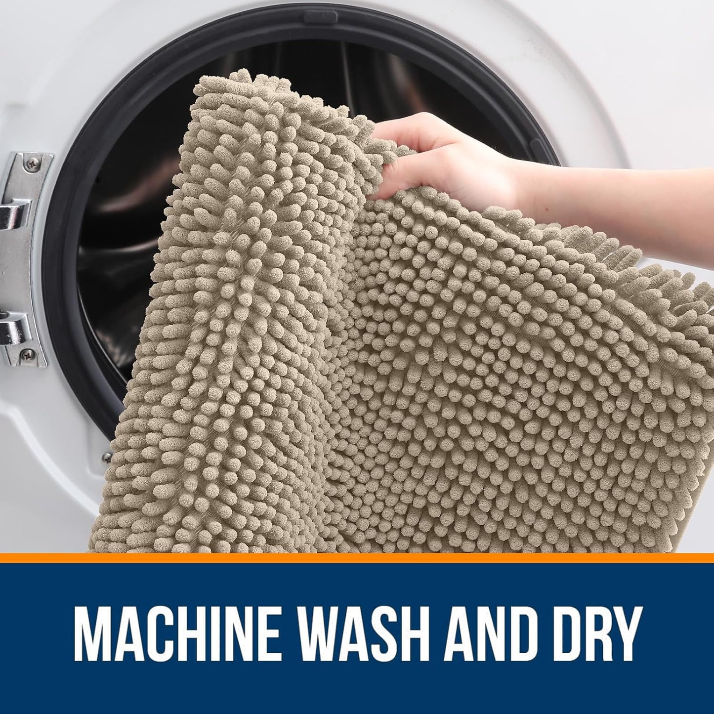 OLANLY Small Bathroom Rugs - Extra Soft Chenille Bath Mats | Quick Dry & Machine Washable, 24x16, Warm Taupe