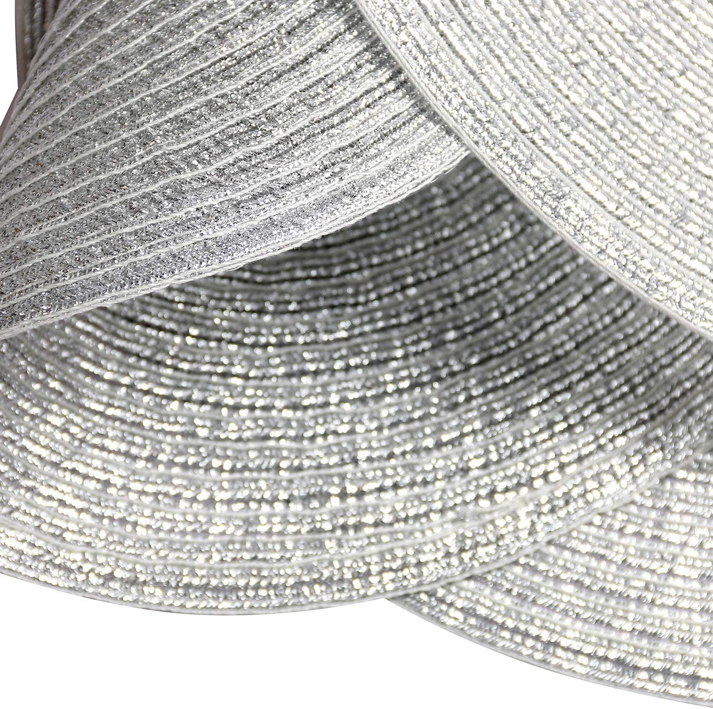 SHACOS Christmas Glitter Silver Placemats Set of 8 Sparkle Bling 15 inch Round Braided Table Mats Washable Place Mats for Dining Table Home Table Decor (Silver, 8)
