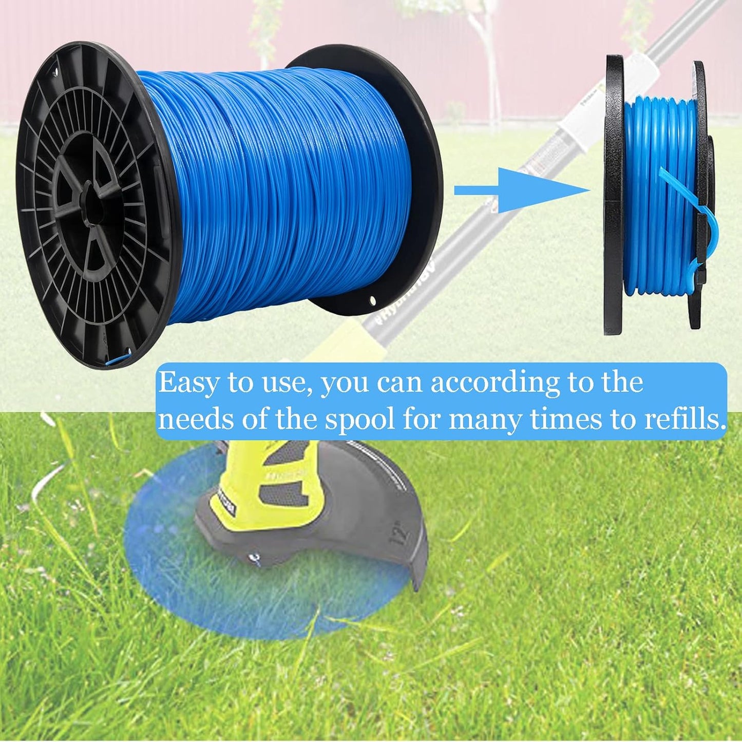 KAKO 065 Trimmer Line - Commercial Grade .065-Inch Round Weed Eater String | 2000 ft, Blue