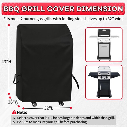 i COVER BBQ Grill Cover - 30 Inch Waterproof Protection for Two Burner Vertical Smokers