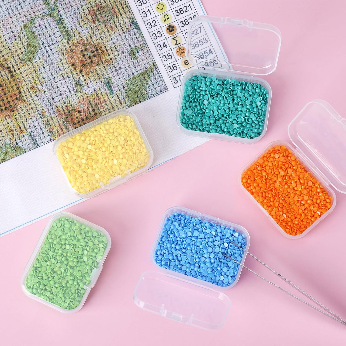 QUEFE Small Storage Containers - 28 Pack Clear Plastic Boxes with Lids for Craft & Jewelry Organization