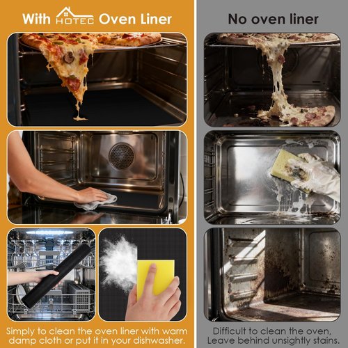HOTEC Heavy Duty Oven Liners - 3 Pack Non-Stick Mats | 17"x25" Heat Resistant Up to 500°F, BPA & PFOA Free