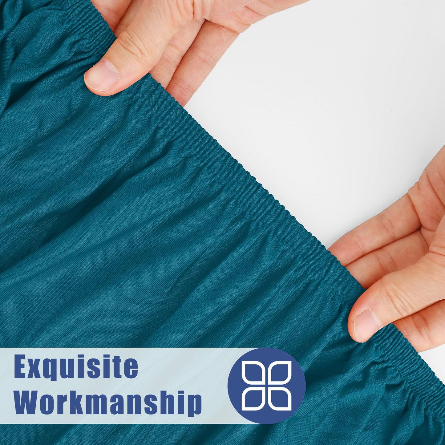 Moosfor Round Spandex Tablecloth, Elastic Fitted Waterproof Tablecloths for 36"-44" Tables, Stretch Washable Picnic Table Cover for Camping, Dining, Indoor and Outdoor,Peacock Blue