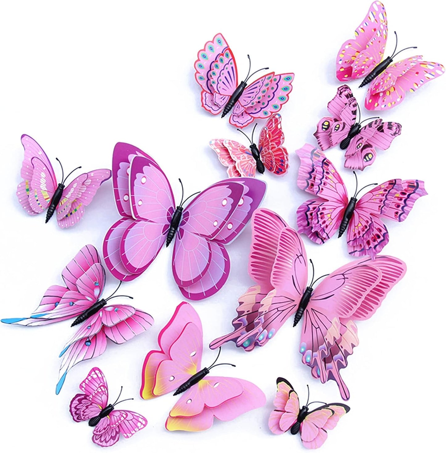 OPSEAM 3D Butterfly Wall Decor - 48 PCS Magnetic Stickers for Party Decorations (Pink)