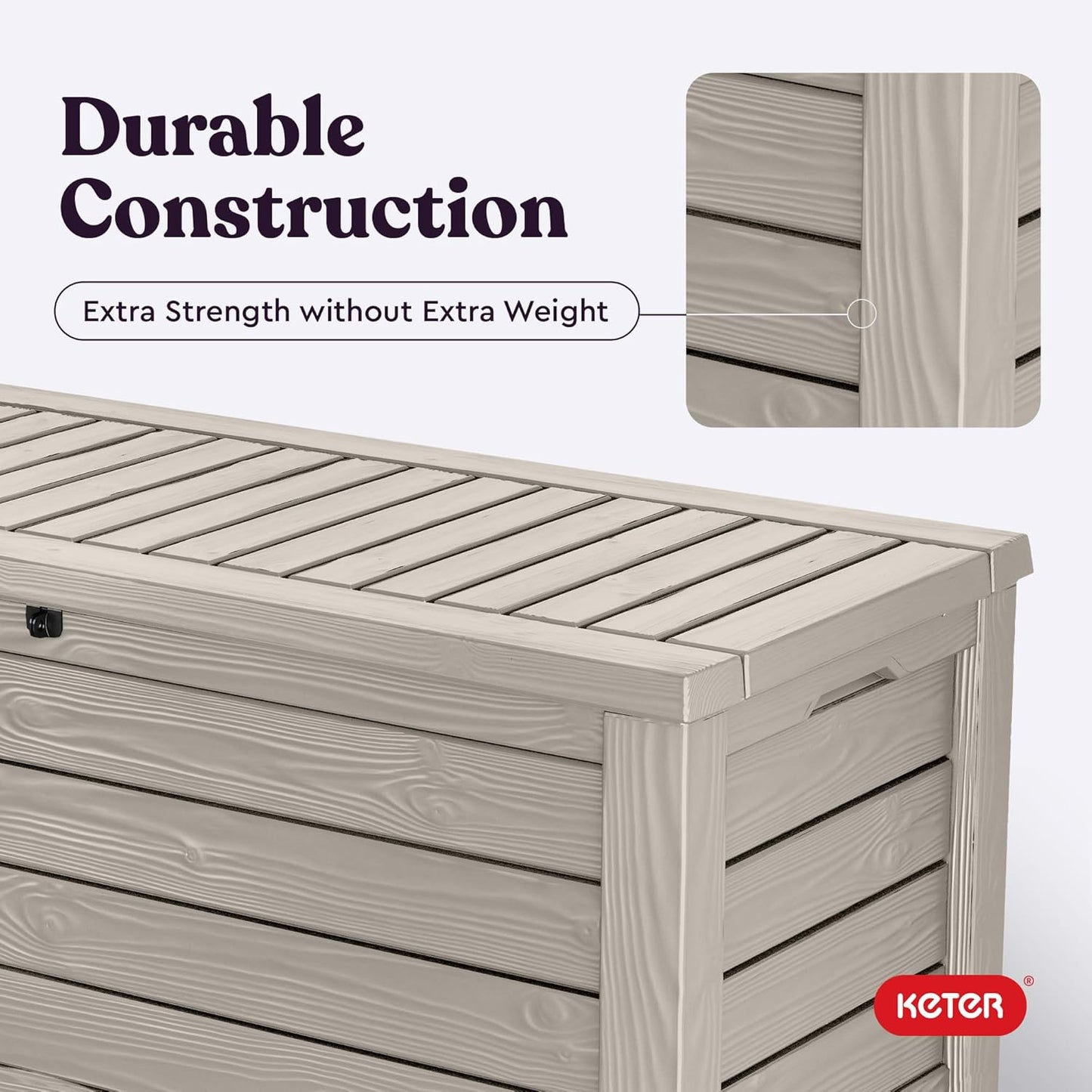 Keter Westwood 150 Gallon Outdoor Storage Box - Durable Resin for Patio Furniture & Garden Tools | Beige