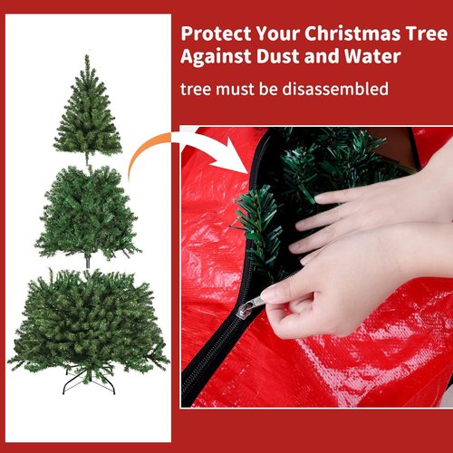 Christmas Tree Storage Bag - Waterproof 9 Ft Xmas Tree Protector with Durable Handles & Dual Zipper | Red