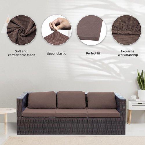 BIETYONE Outdoor Couch Cushion Covers - 8Pcs Washable & Reusable Patio Furniture Protectors | Camel