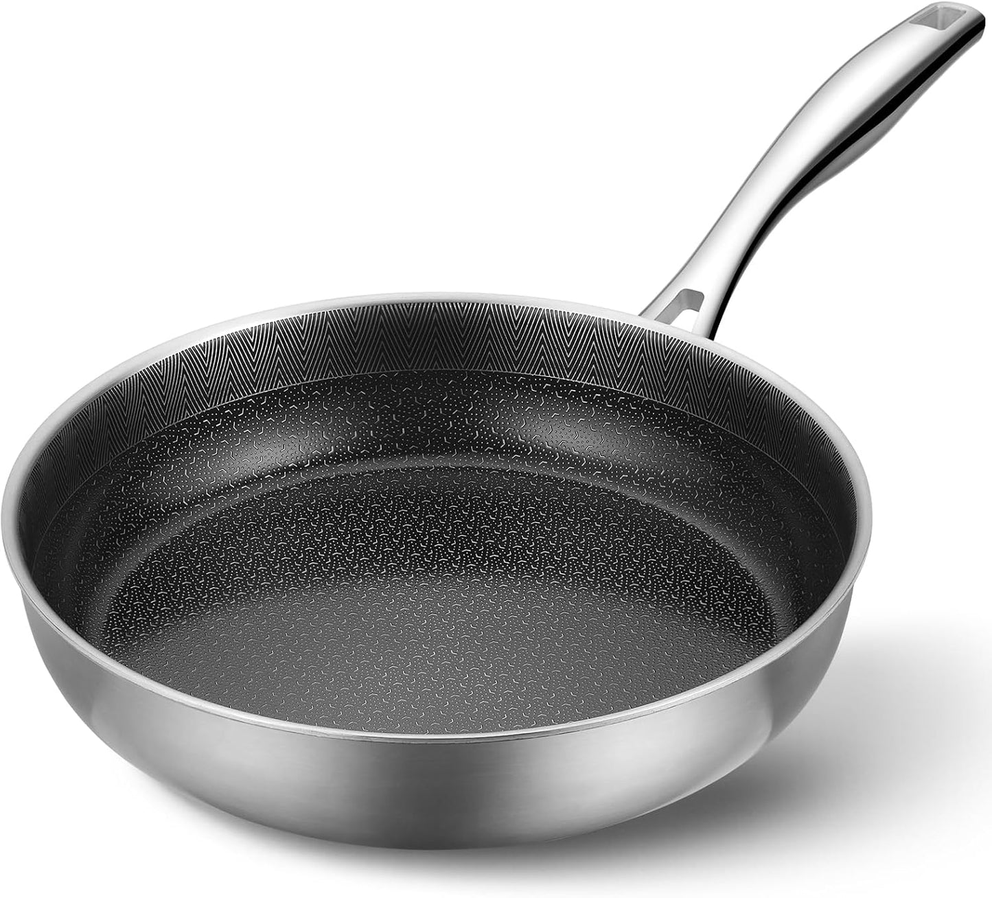 PekGema Hybrid Nonstick Frying Pan - 10-Inch 5-Ply Stainless Steel Skillet | PFAS-Free, Oven-Safe 500°F