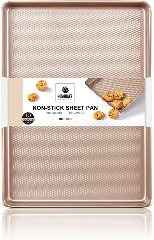 HONGBAKE Half Cookie Sheet - 17.5x12 Inches Baking Pan Set for Perfect Cookies & Jelly Rolls