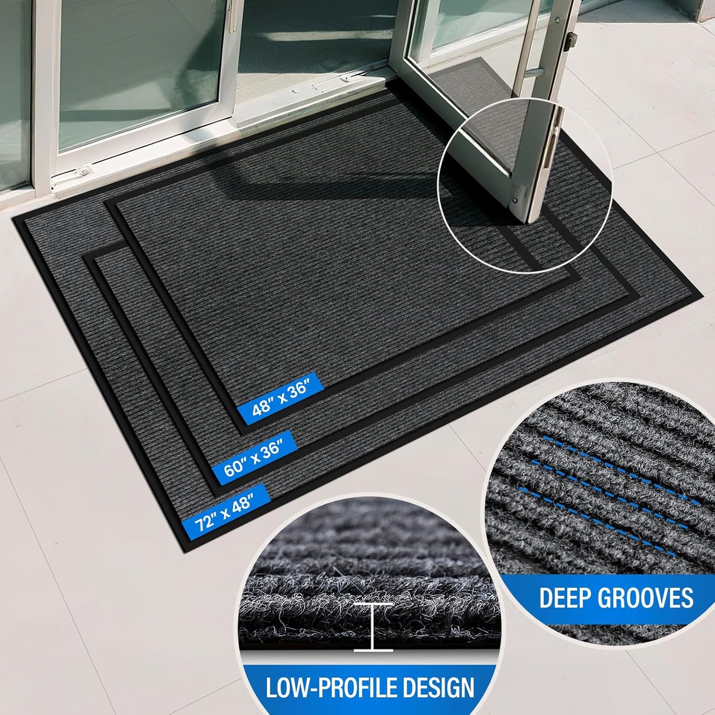 Regine Switzerland Durable 3' X 5' Front Door Mat - Heavy Duty Non-Slip Entryway Mat for Indoor & Outdoor Use