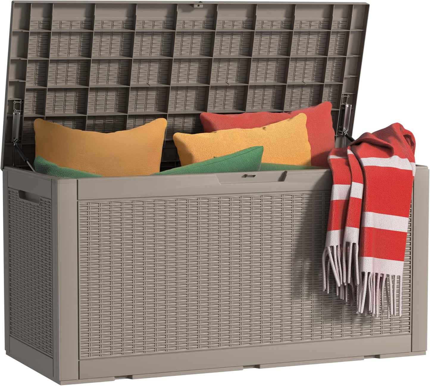 Regine Switzerland 120 Gallon Outdoor Deck Box - Lockable Waterproof Storage for Garden Tools & Cushions | Grey