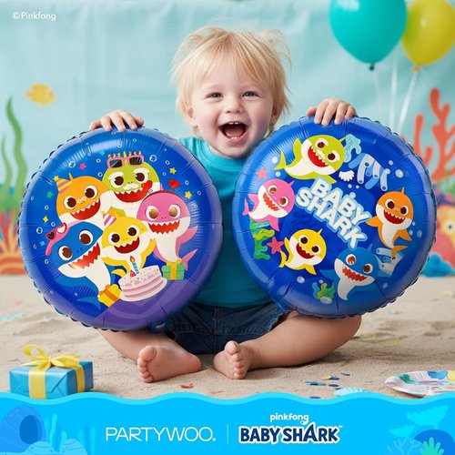 Baby Shark | PartyWoo Blue Foil Number 3 Balloon - 5pcs 18-Inch Mylar Helium Birthday Decor