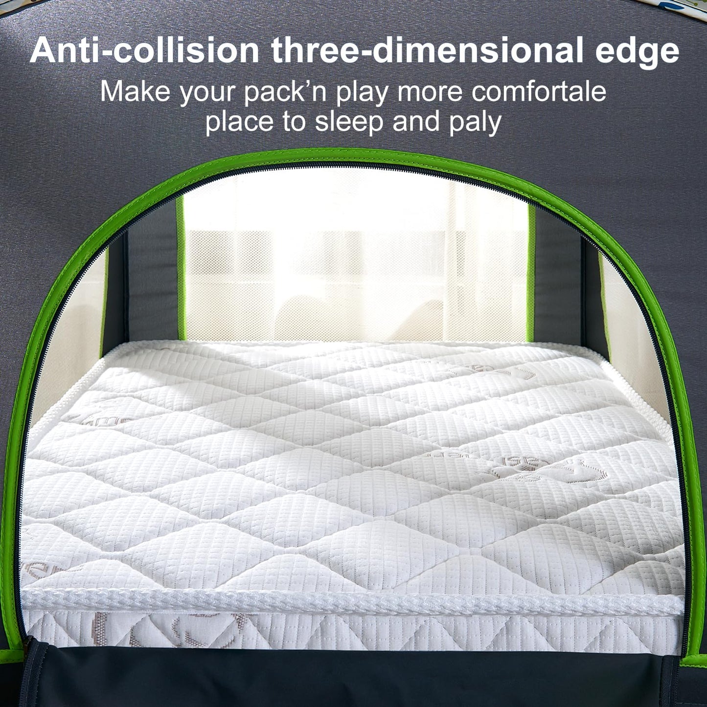 Pack and Play Mattress - 38" x 26"- Premium Knitted Fabric Safety Reinforced Play Yard Mattress - Fits for Graco & Baby Trend & Pamo Babe Playard, Firm Support and Comfort Foam，White
