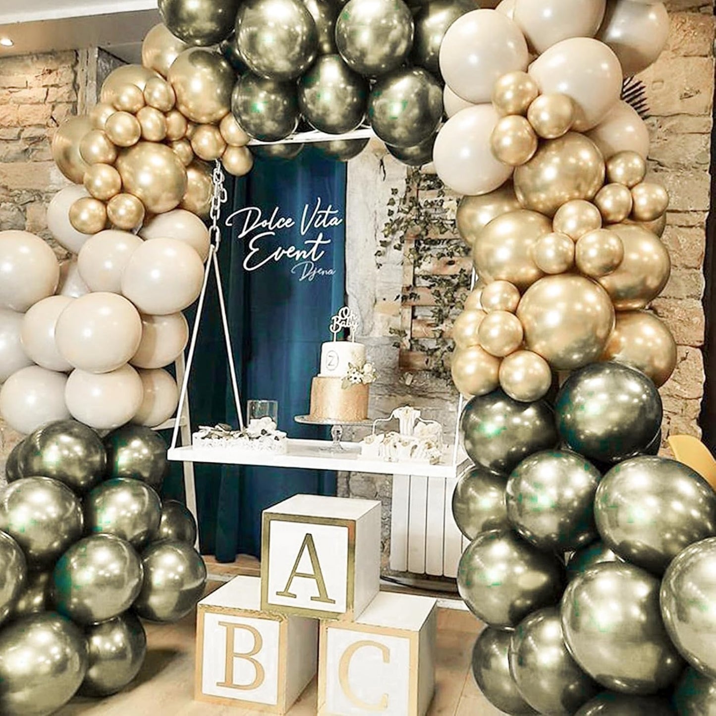 PartyWoo Metallic Green Balloons - 50pcs 12 Inch Sage Olive Green for Weddings, Graduations & Baby Showers