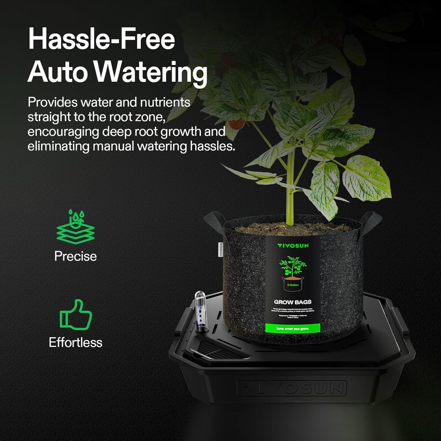VIVOSUN Self-Watering Pots - 4-Pack FlexFeed with Auto Irrigation & Water Meter | Indoor/Outdoor Use