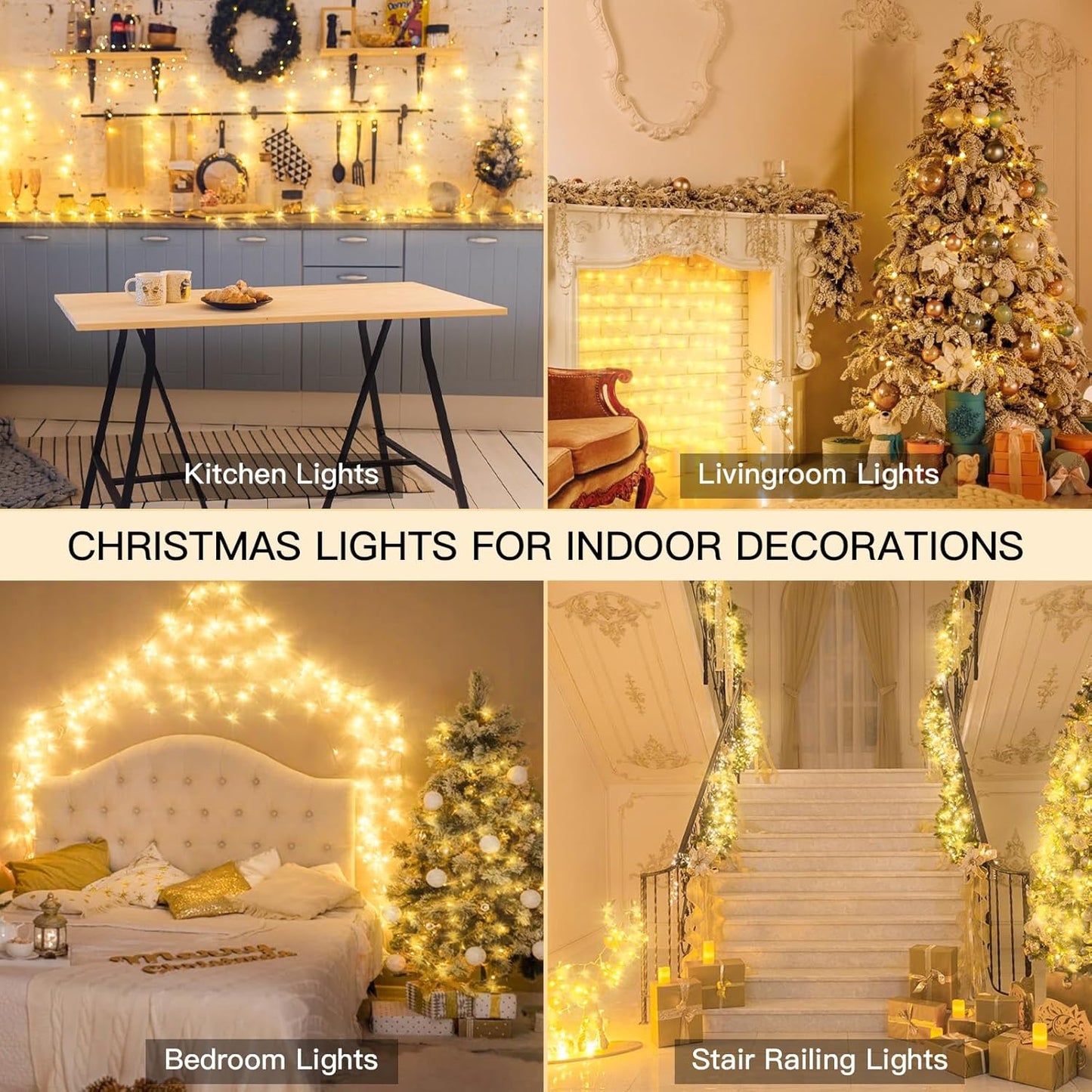 Suddus Indoor String Lights - 33ft Warm White LED Fairy Lights with Remote & Timer | Perfect for Bedroom, Weddings, and Outdoor Decor