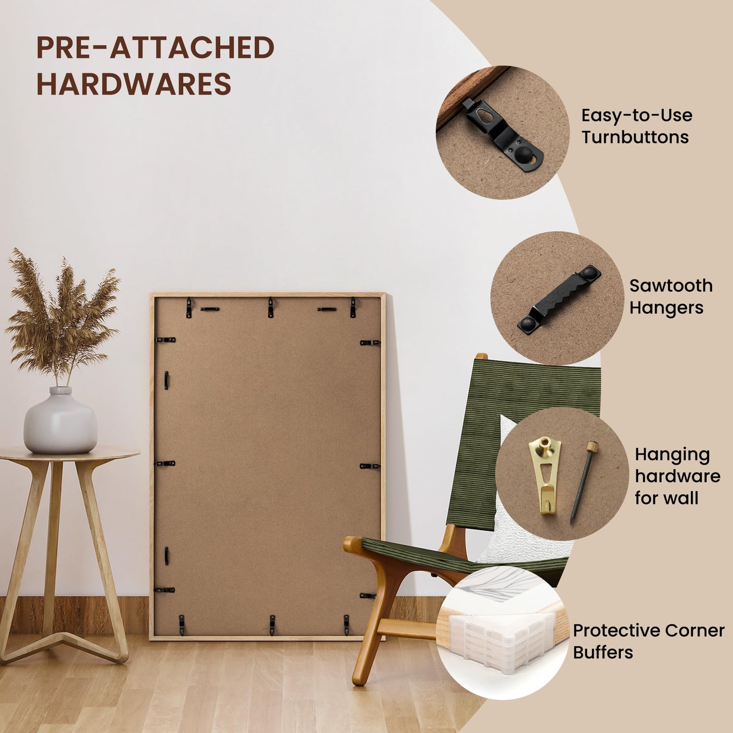 Axeman 20x30 Wood Frame - 20 x 30 Picture Frame with Real Glass - 20x30 Poster Frame with Mat for 16x24 - Natural Ash Wood Photo Frame for Wall Mount Display