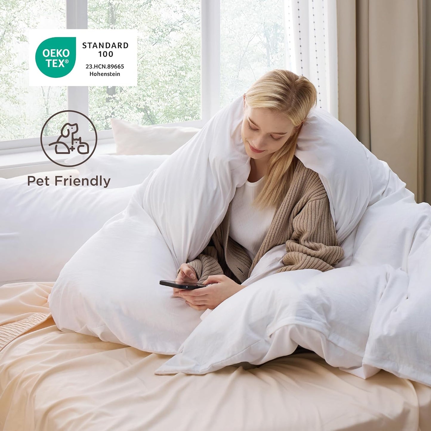 Bedsure Oversized King Duvet Cover Set - Extra Soft Prewashed Cotton-Like Polyester, 120''x98'' with Zipper Closure & 2 Pillow Shams