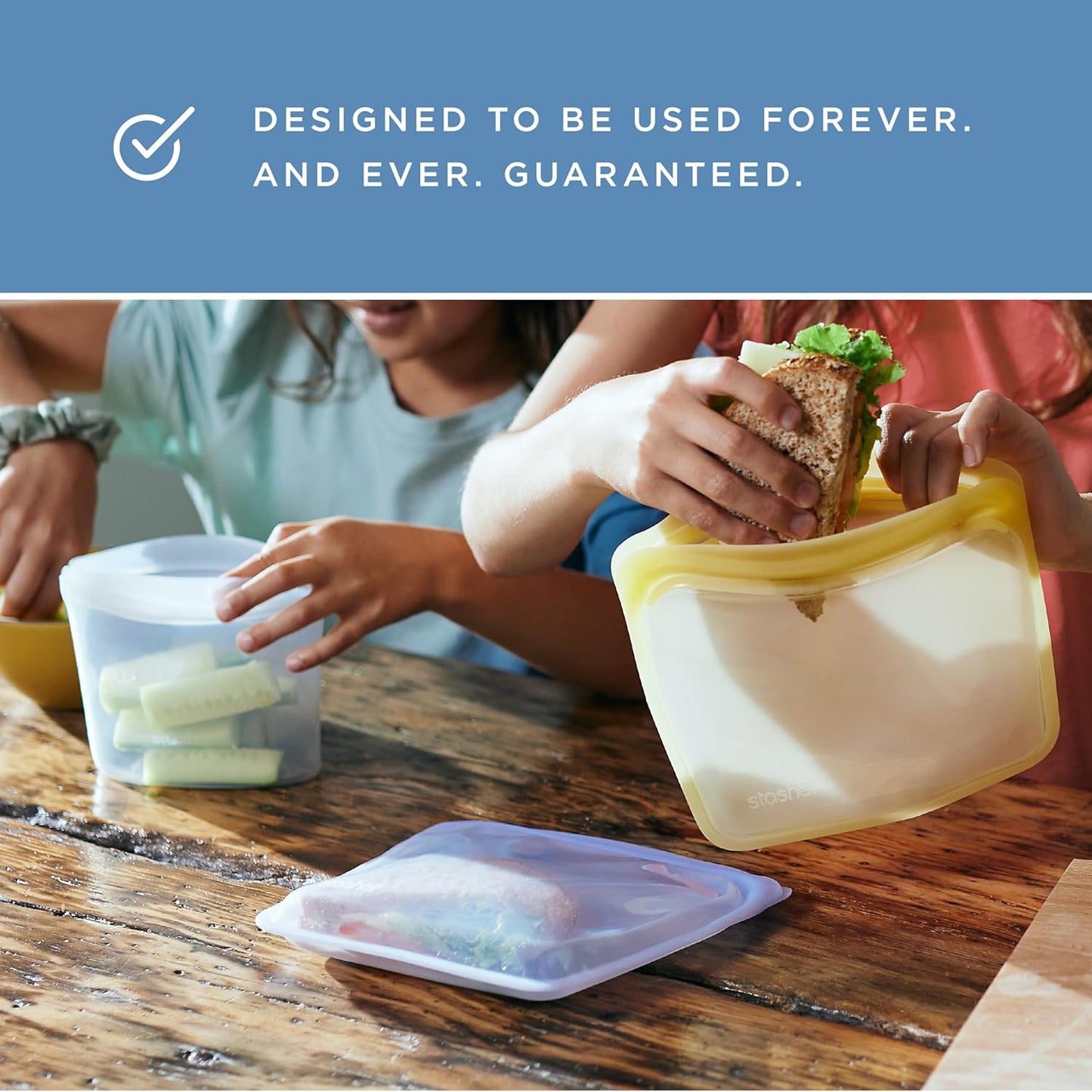 Stasher Silicone Reusable Storage Bag - Stand-Up Mega Bag, Eco-Friendly 104 oz Clear Food Storage Solution | Microwave & Oven Safe