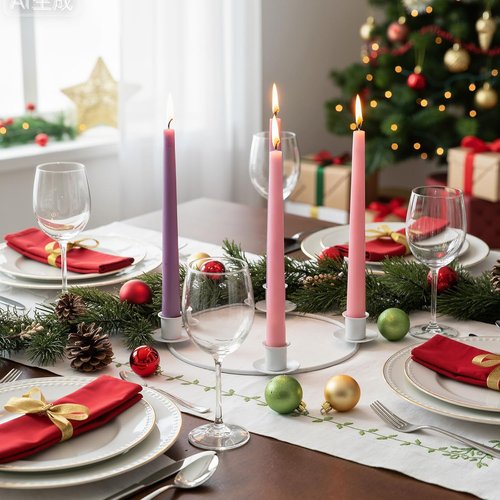 Chengu Christmas Advent Candle Holder - Elegant Metal Taper Stand for 4 Candles | White Holiday Decor