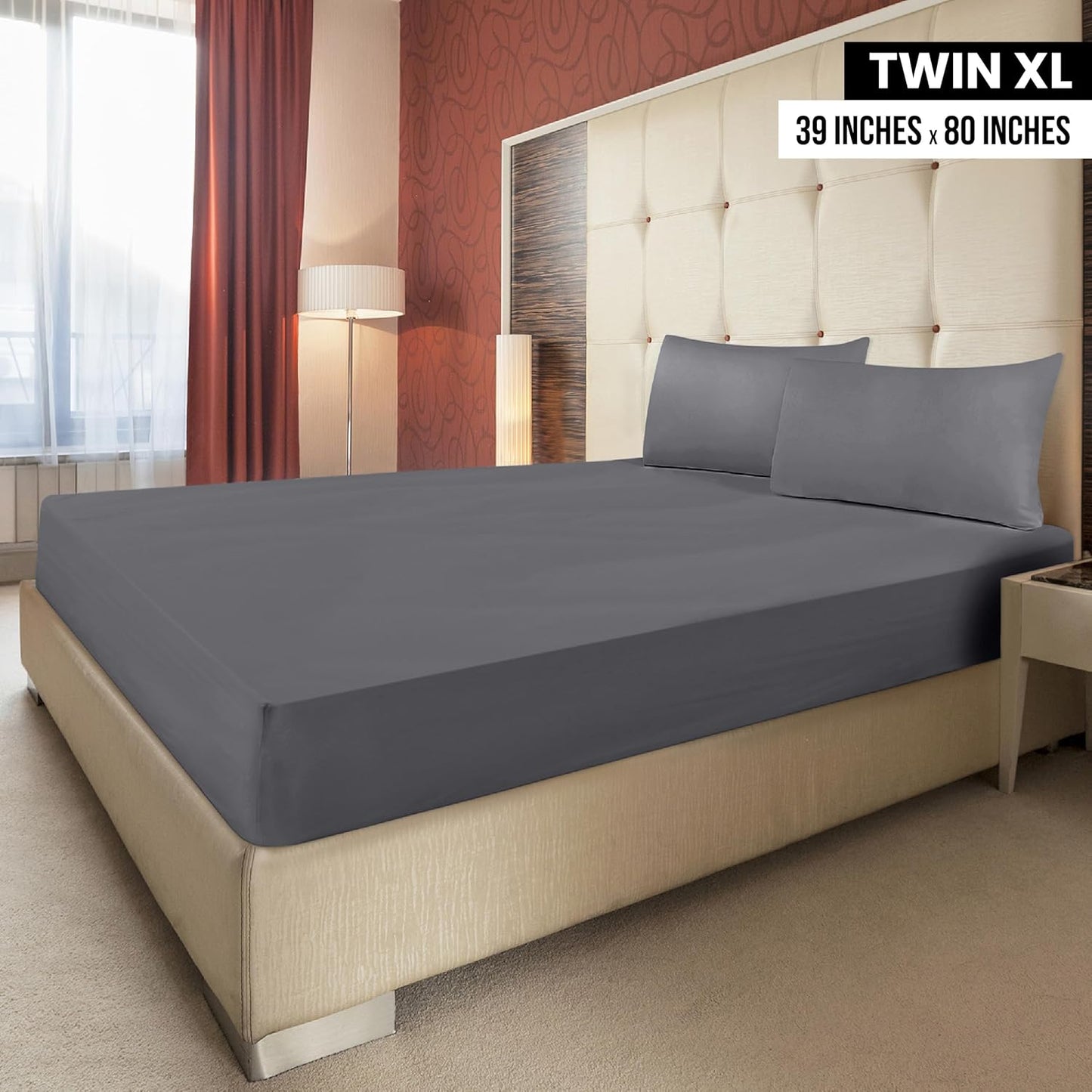 Utopia Bedding Twin XL Fitted Sheets - Soft Brushed Microfiber - Deep Pockets - 4 Pack - Grey