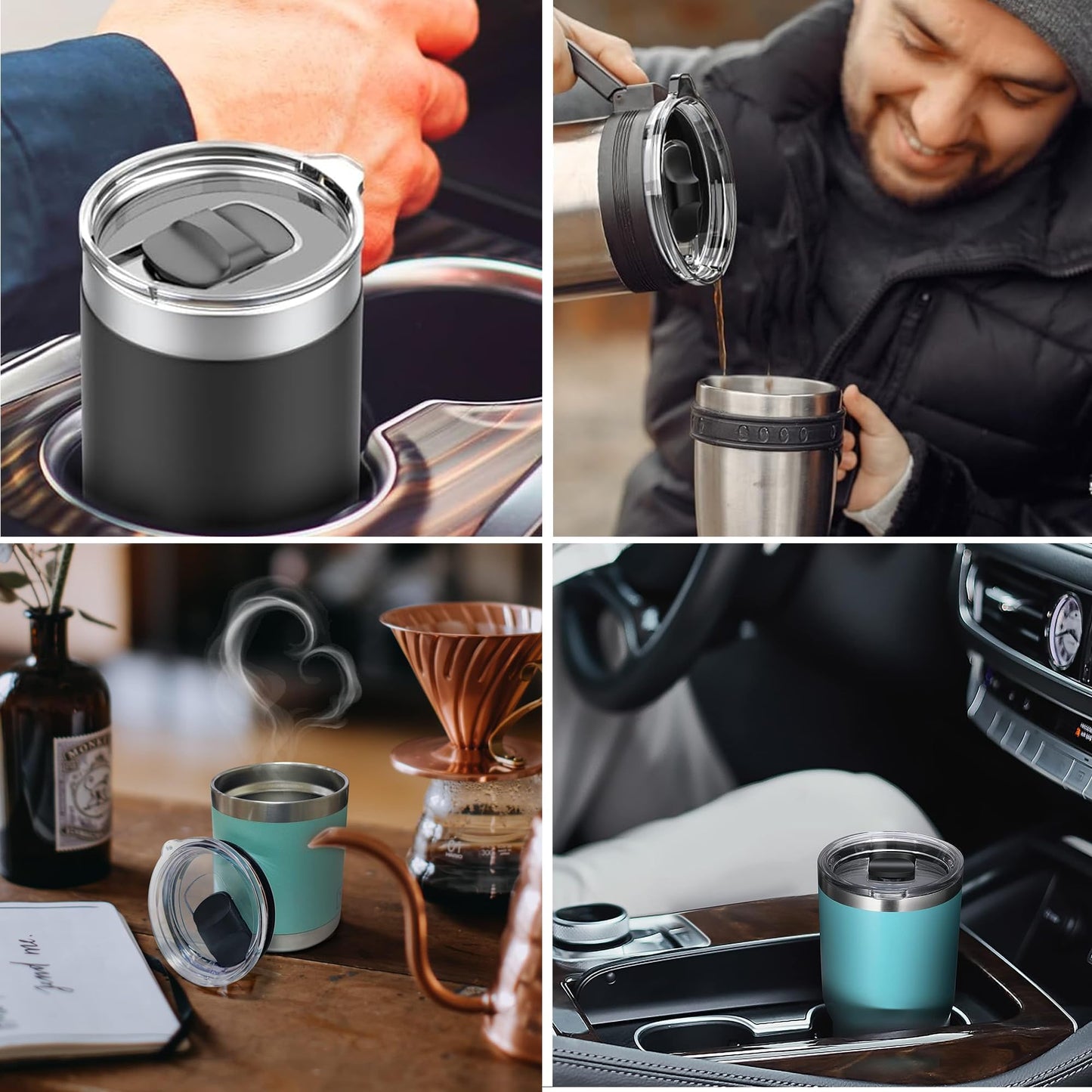 20 oz Tumbler Lid for YETI, 2-Pack Replacement Lids Compatible with YETI 20 oz Tumbler, 10/24 oz Mug, and 10 oz Lowball, Spill-Proof Cup Lids Top Covers with Magnetic Slider Switch for Travel, Black