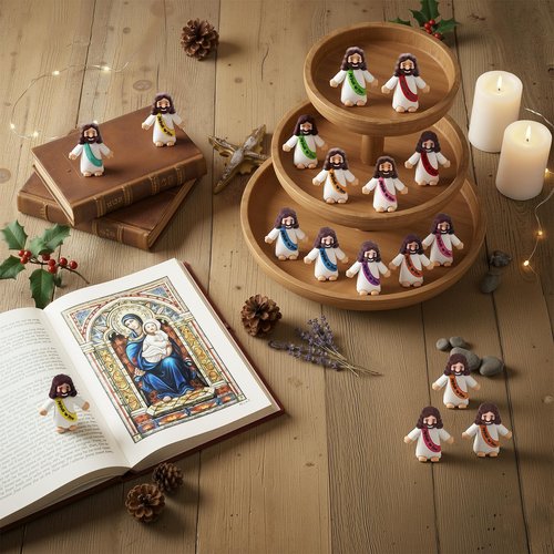 EWOID 60 Pcs Little Jesus Figures, Multicolor Mini Jesus Loves You Figures in Bulk, for Religious Party Favors, Baptism Gifts, Sunday School, Easter Egg Stuffers