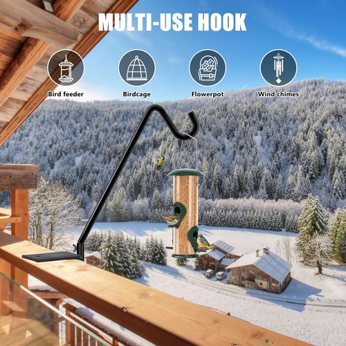 Feed Garden 14-Inch Deck Hook - 2 Pack Bird Feeder Hanger for Decks 1-3 Inches Thick