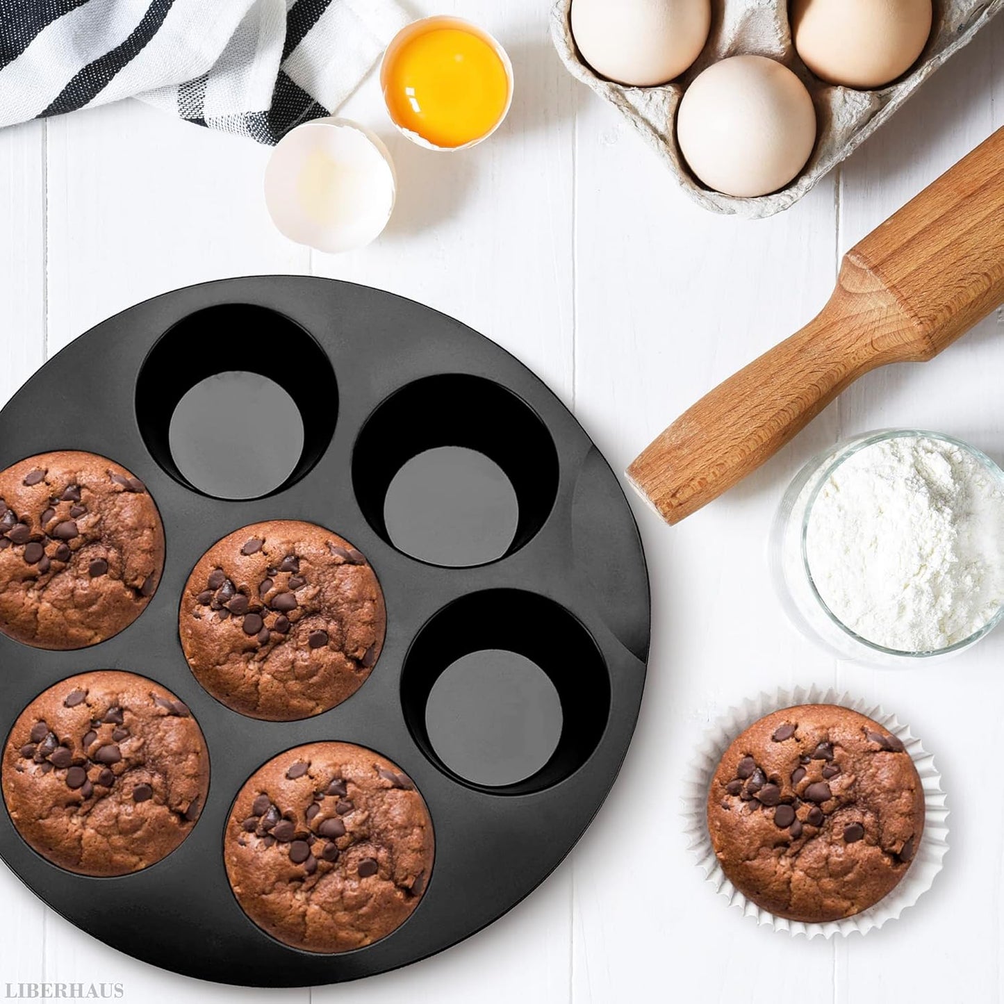 Air Fryer Muffin Pan by [Brand Name] - 7-Cup Silicone Mold for Egg Bites | Heat Resistant & Nonstick