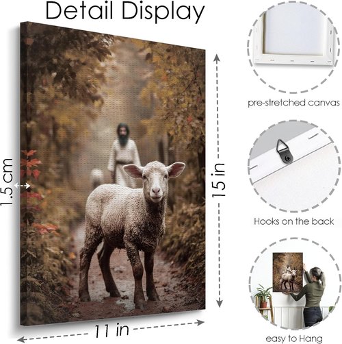 Christian Wall Decor - Jesus And Lamb Art | 11" X 15" Religious Home Decor & Baptism Gift