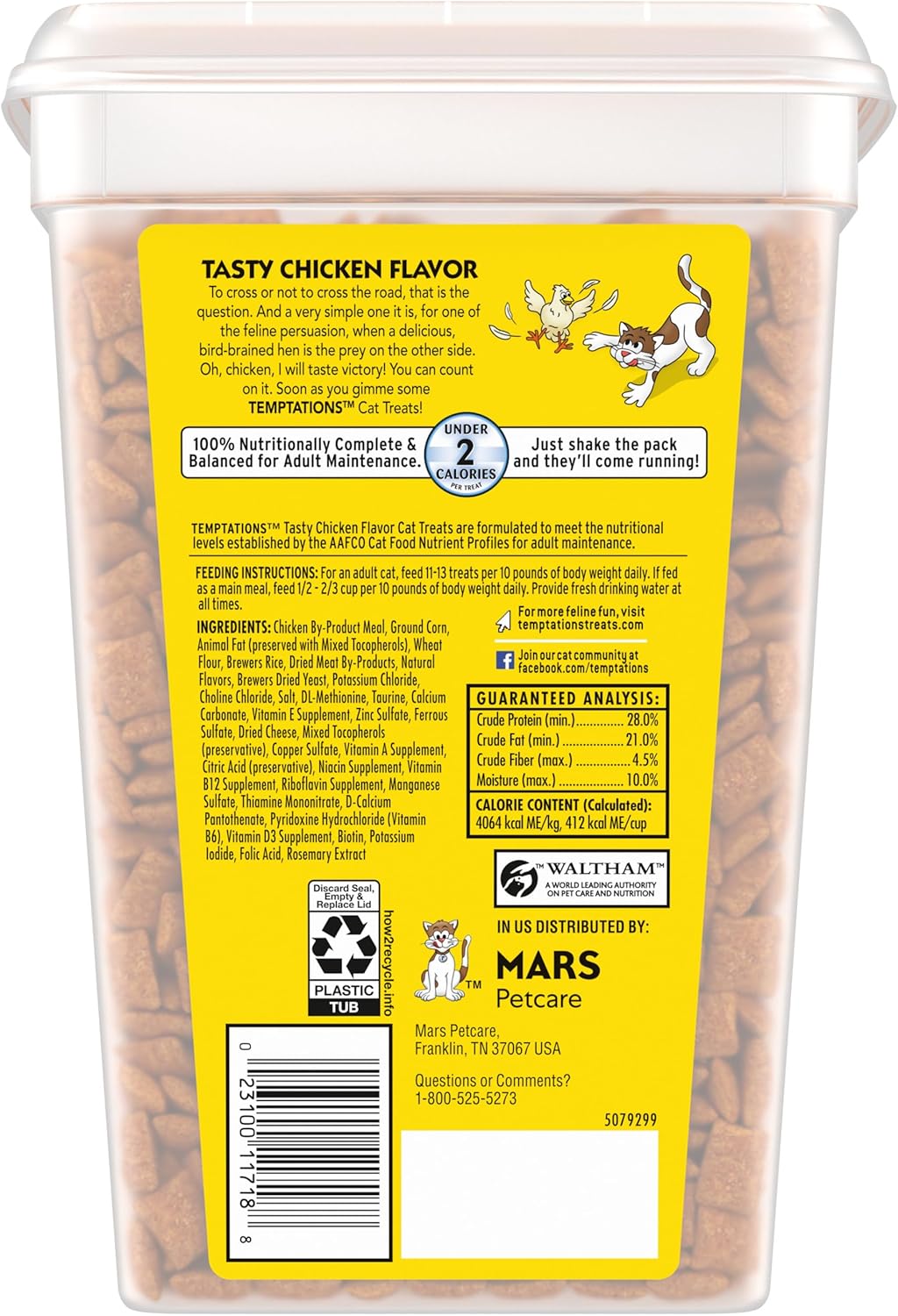 Temptations Cat Treats - Classic Crunchy & Soft Chicken Flavor - 30 oz Tub for Happy Cats