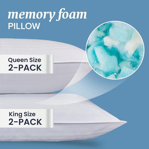 Beckham Hotel Collection Shredded Memory Foam Pillows - Adjustable Cooling Queen 2-Pack for All Sleepers