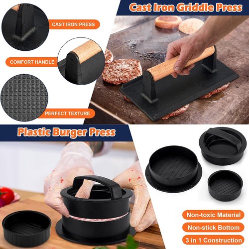 Joyfair 18-Piece Griddle Accessories Kit - Stainless Steel Hibachi Tools for Outdoor BBQ | Spatula, Basting Cover & Burger Press
