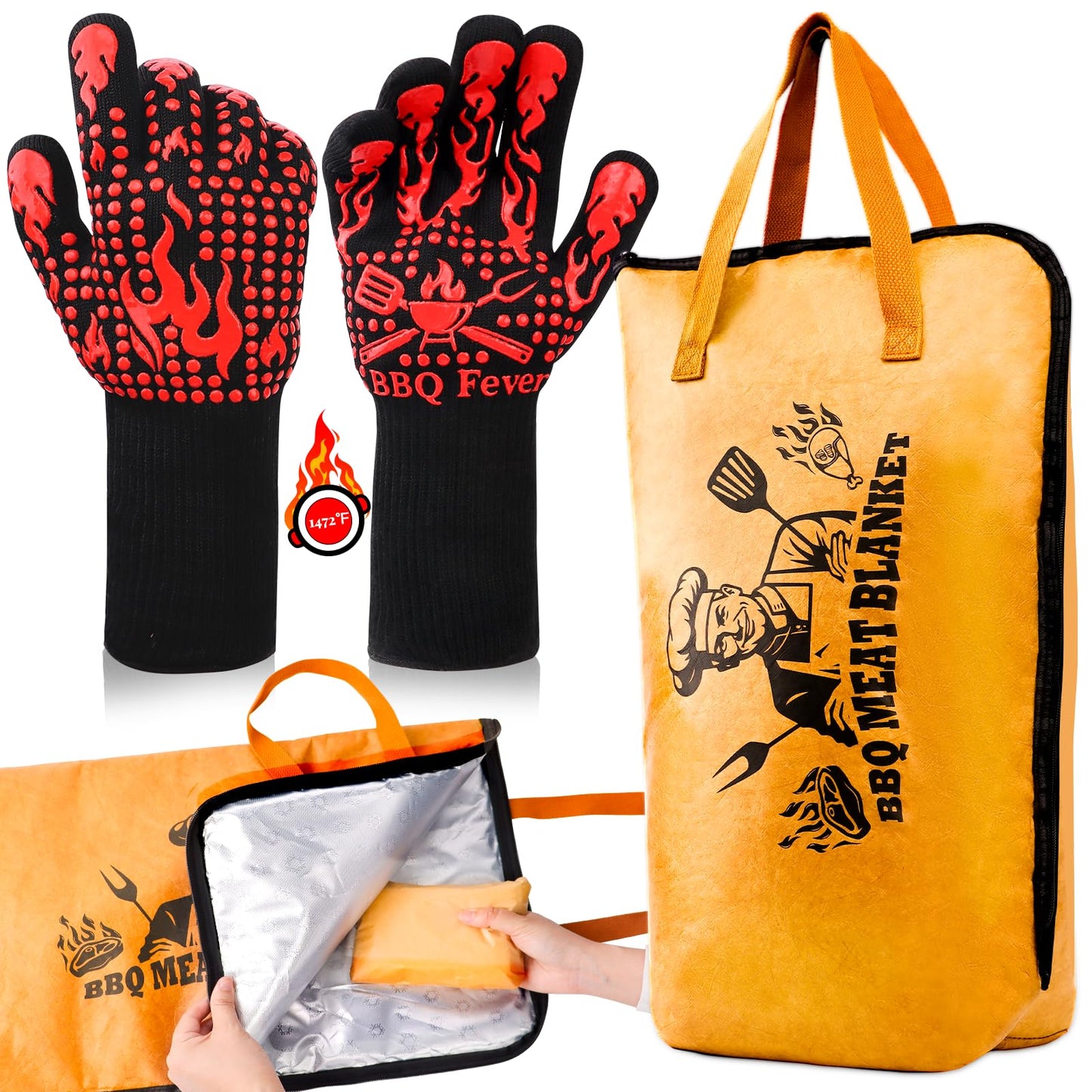 BBQ Gifts for Men, BBQ Blanket for Resting Meat, Grilling Gifts for Him on Fathers Day, Anniversary Birthday Gifts for Dad Husband Grandpa BBQ Lovers, BBQ Accessories for Men