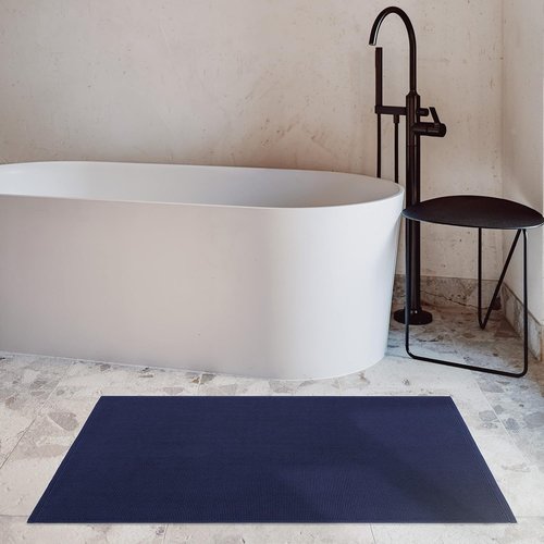 Cotton Paradise 100% Cotton Bath Mat - Non-Slip, Soft, Absorbent, Quick Dry | 17x24 Inch, Navy Blue
