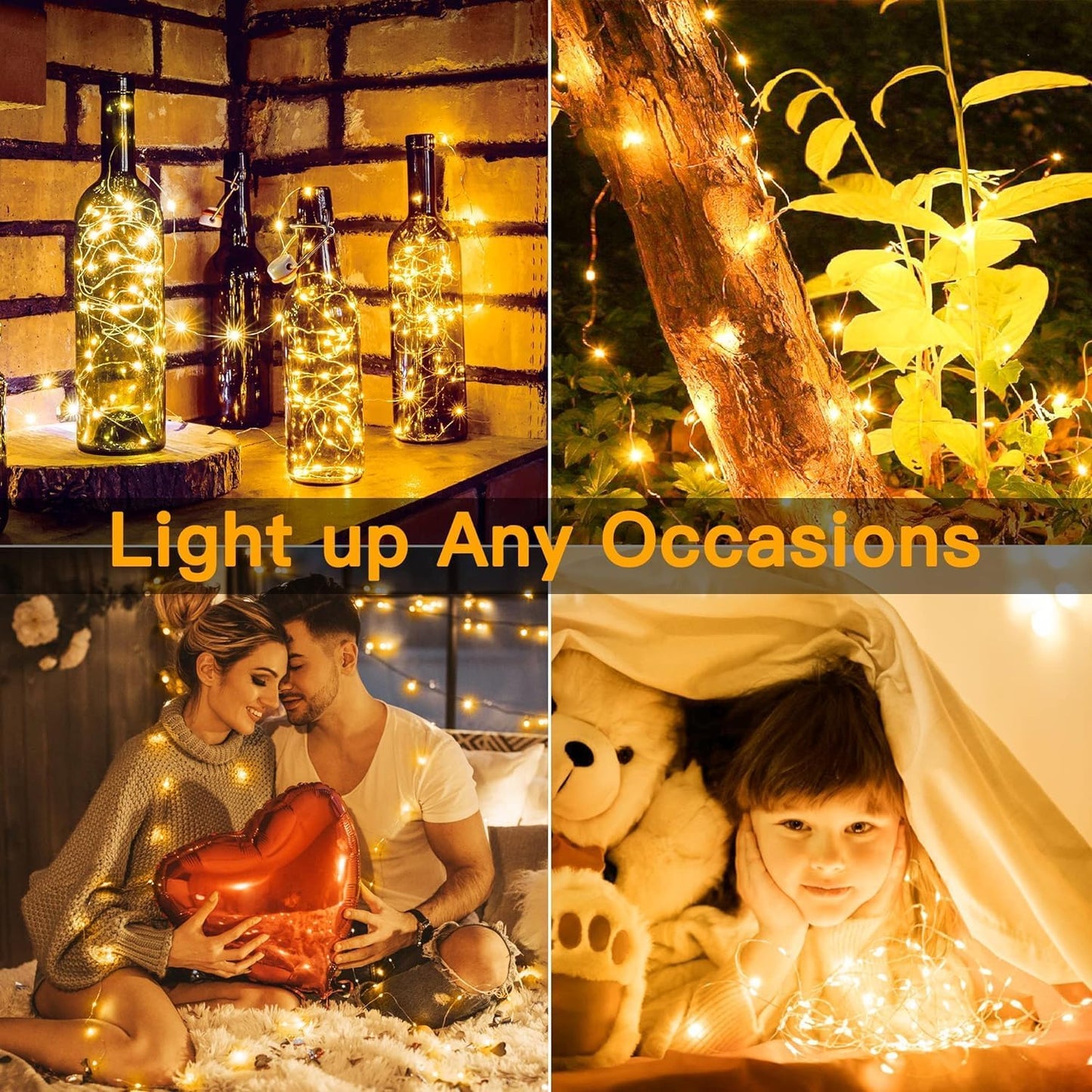 Skiennix 12 Pack Fairy Lights - Battery Operated 7ft 20 LED Mini String Lights | Warm White Twinkle Lights for Weddings & Parties