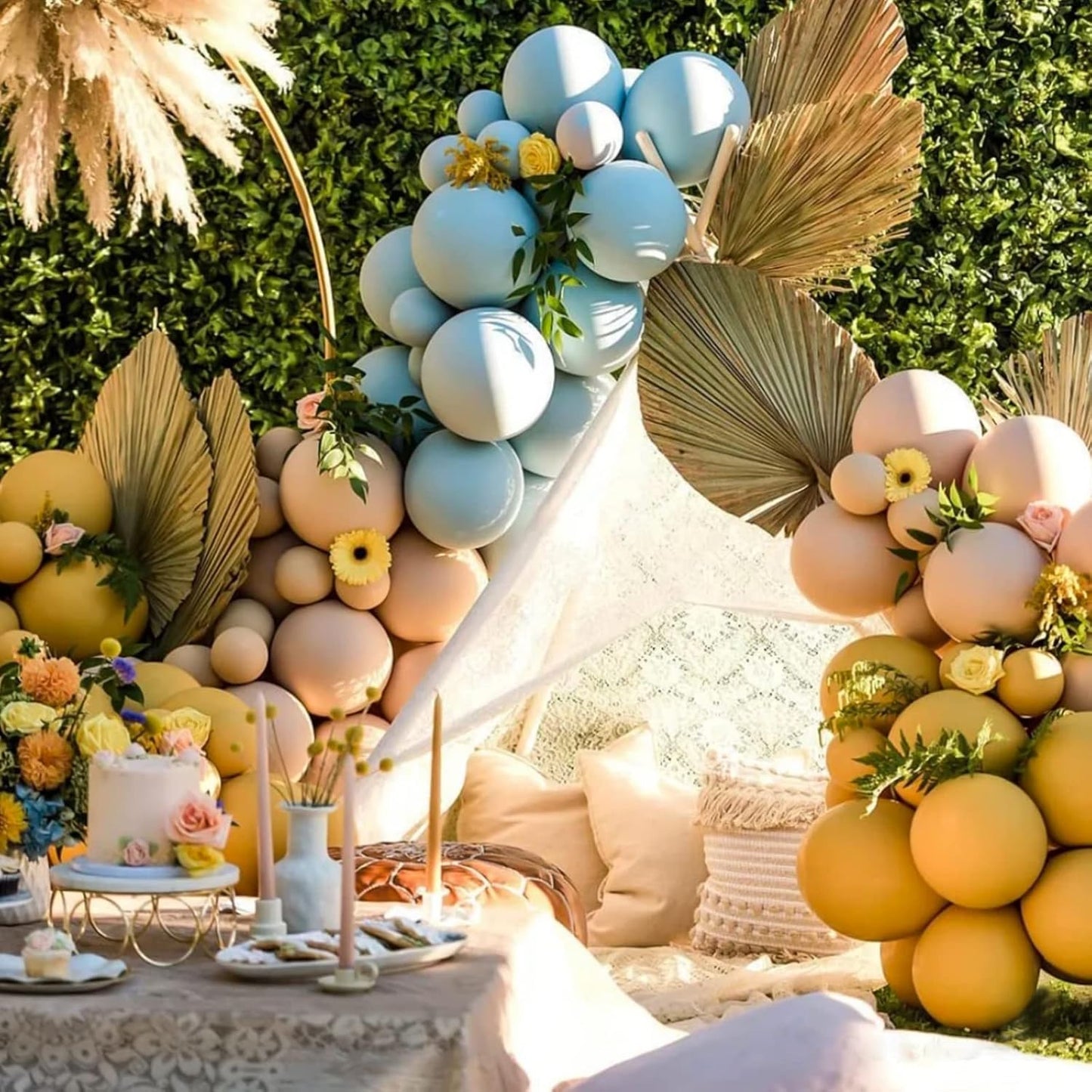 Latex Balloons 100-Pack - Mustard Party Balloon Garland Kit in Various Sizes (5-18 Inch)