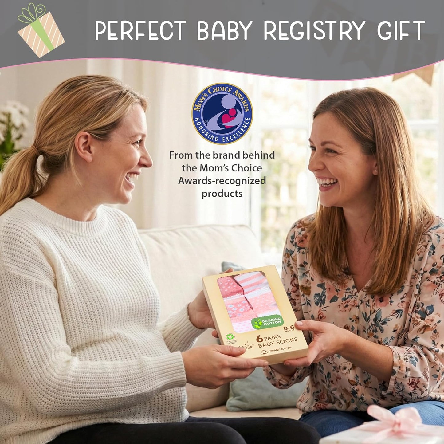Organic Cotton Baby Socks - GOTS Certified Soft & Breathable | 6 Pairs for Newborn Girls 0-6 Months
