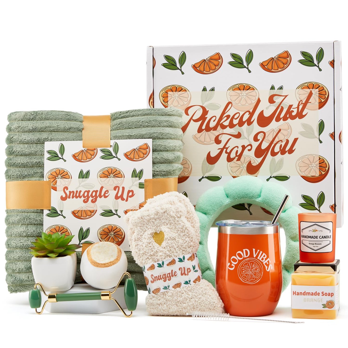 Get Well Soon Gift Baskets for Women – Self Care Spa, Care Package with Blanket, Relaxing Collection, Cozy Kit, Birthday Present for Women, Thinking Of You Best Friend Box, Bath Essentials, 9pcs Set