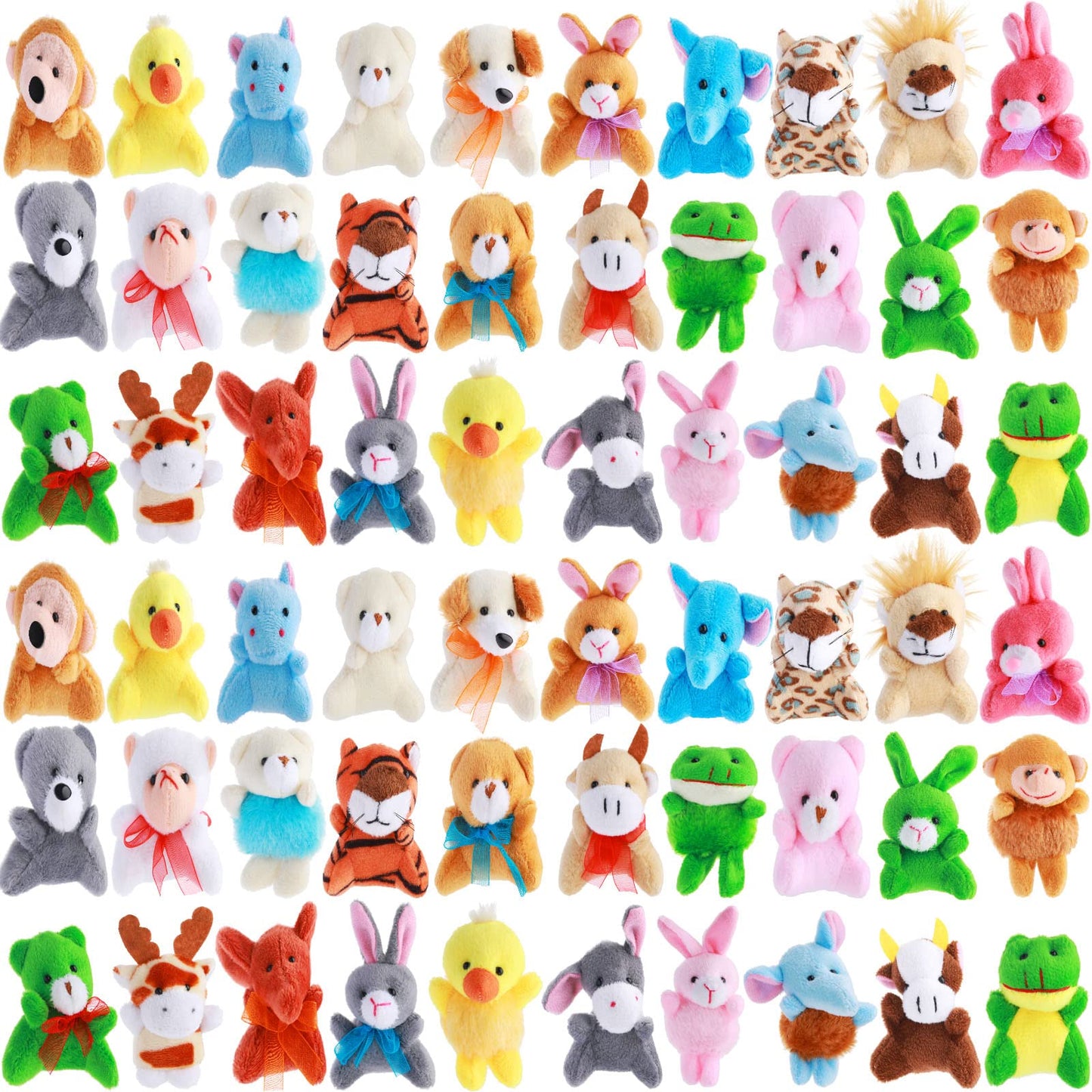 Skylety 60 Pack Animals Mini Plush Party Favors, Cute Small Plush Stuffed Animal Keychain Toy in Bulk for Carnival Prizes, Easter Basket Stuffers, Classroom Reward, Kindergarten Goodie Bag Fillers