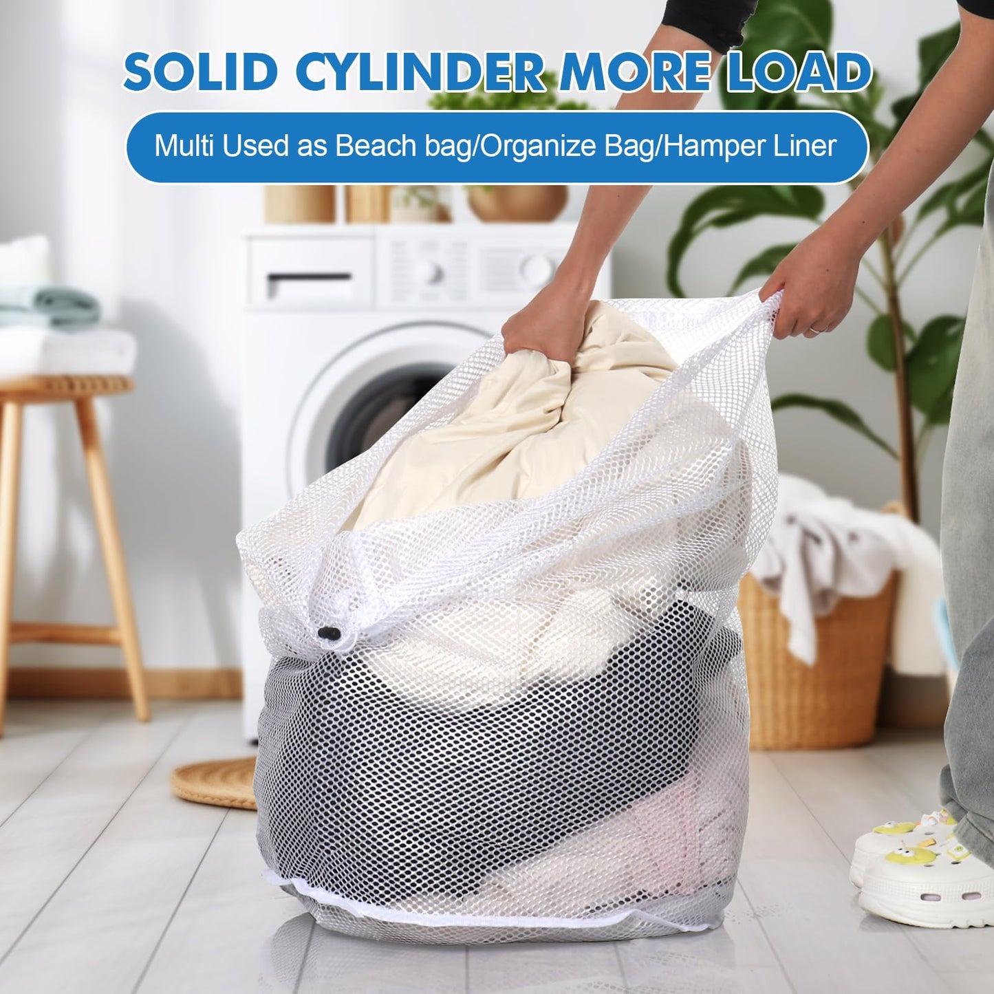 OKAKA 3Pcs Mesh Laundry Bags Washing Machine Mesh Wash Bags Jumbo for Delicates Clothes,Bed Linen,Toys with Drawstring Closure Sturdy(3 XXLarge 28 x 26 Inches)