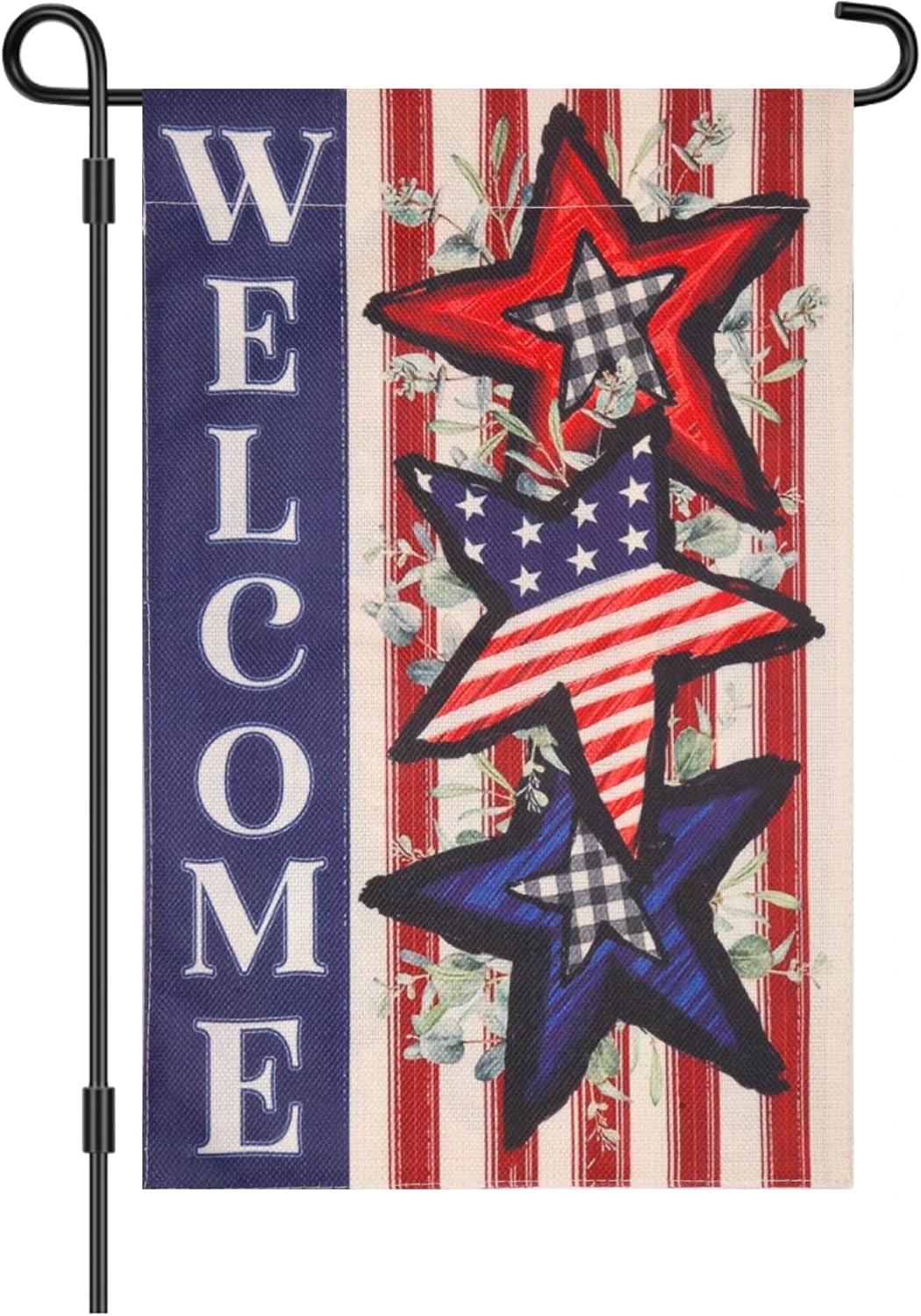 Skiennix 12x18 Inch Double-Sided Patriotic Garden Flag - Welcome American Stars & Stripes Outdoor Decor
