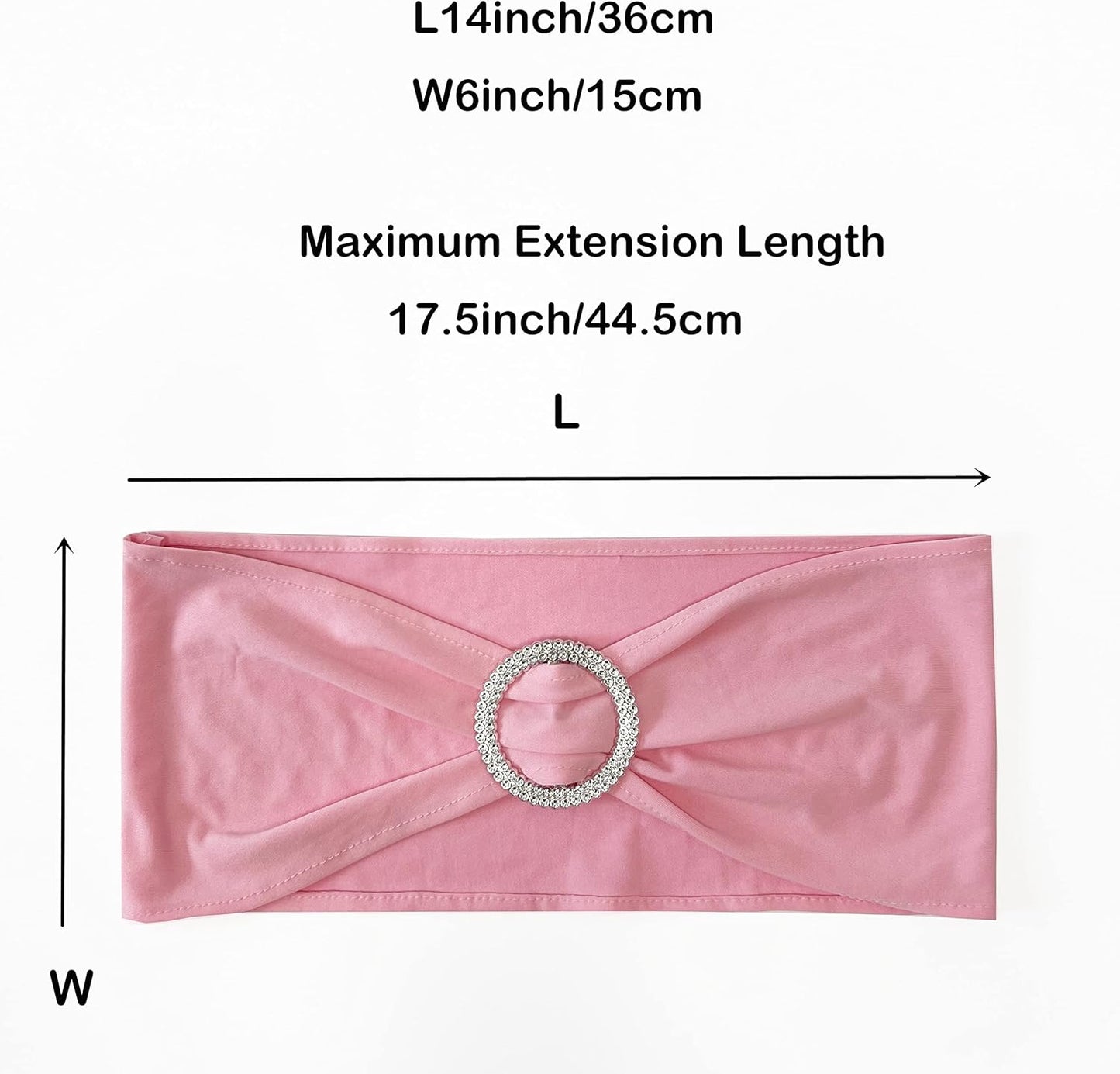 Spandex Chair Sashes by [Brand Name] - 50PCS Stretch Chair Ties with Buckle Slider for Weddings & Parties | Pink