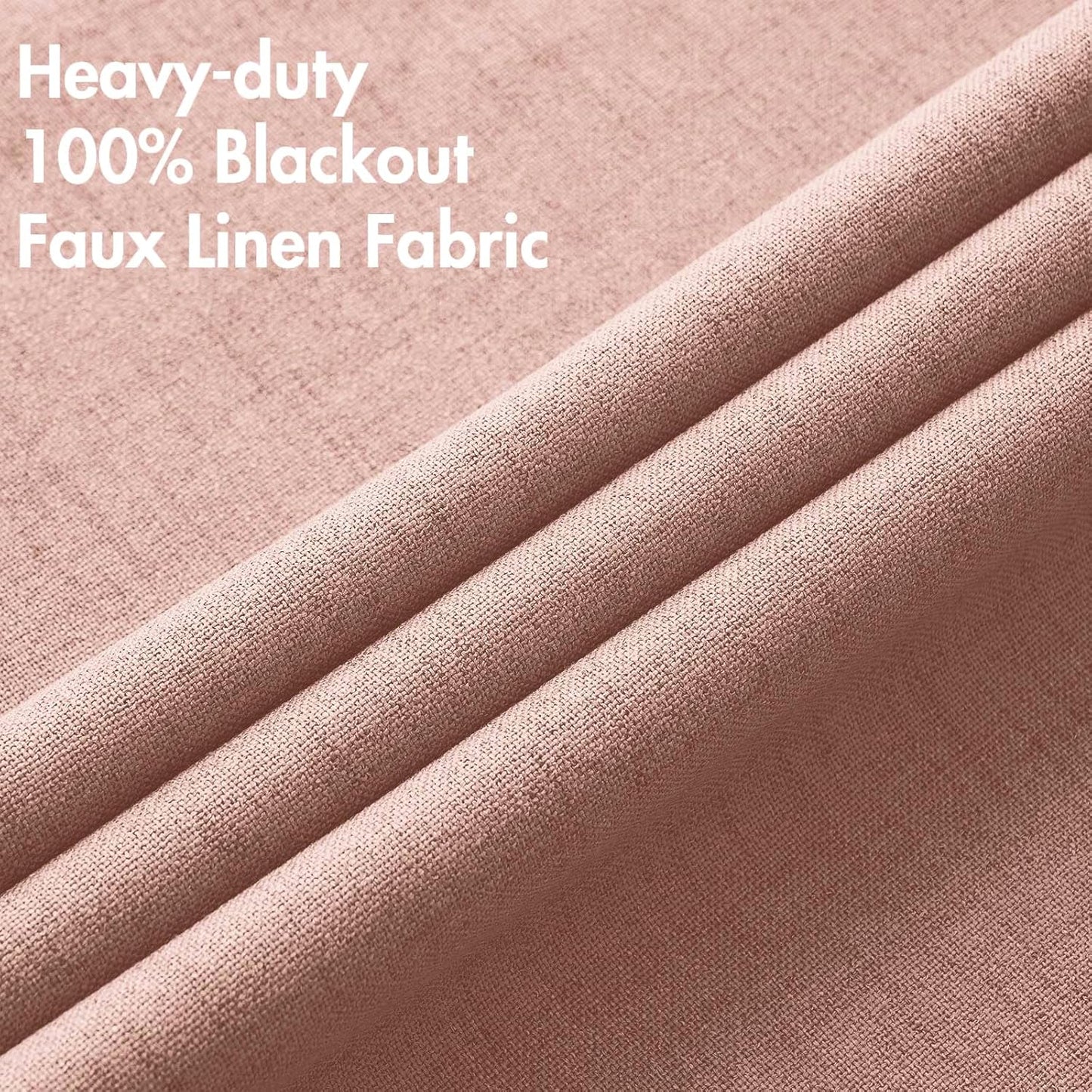 MIULEE Blackout Linen Curtains - Thermal Insulated Blush Pink Drapes for Bedroom & Living Room | 52 x 108 Inch (2 Panels)