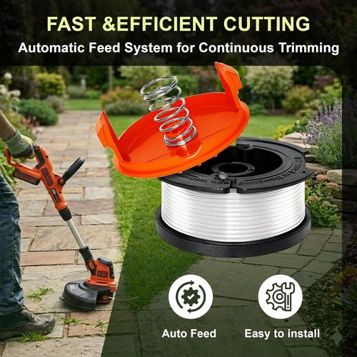 Black+Decker Autofeed String Trimmer Line Replacement - 30ft 0.065" | 6 Spools & 1 Cap