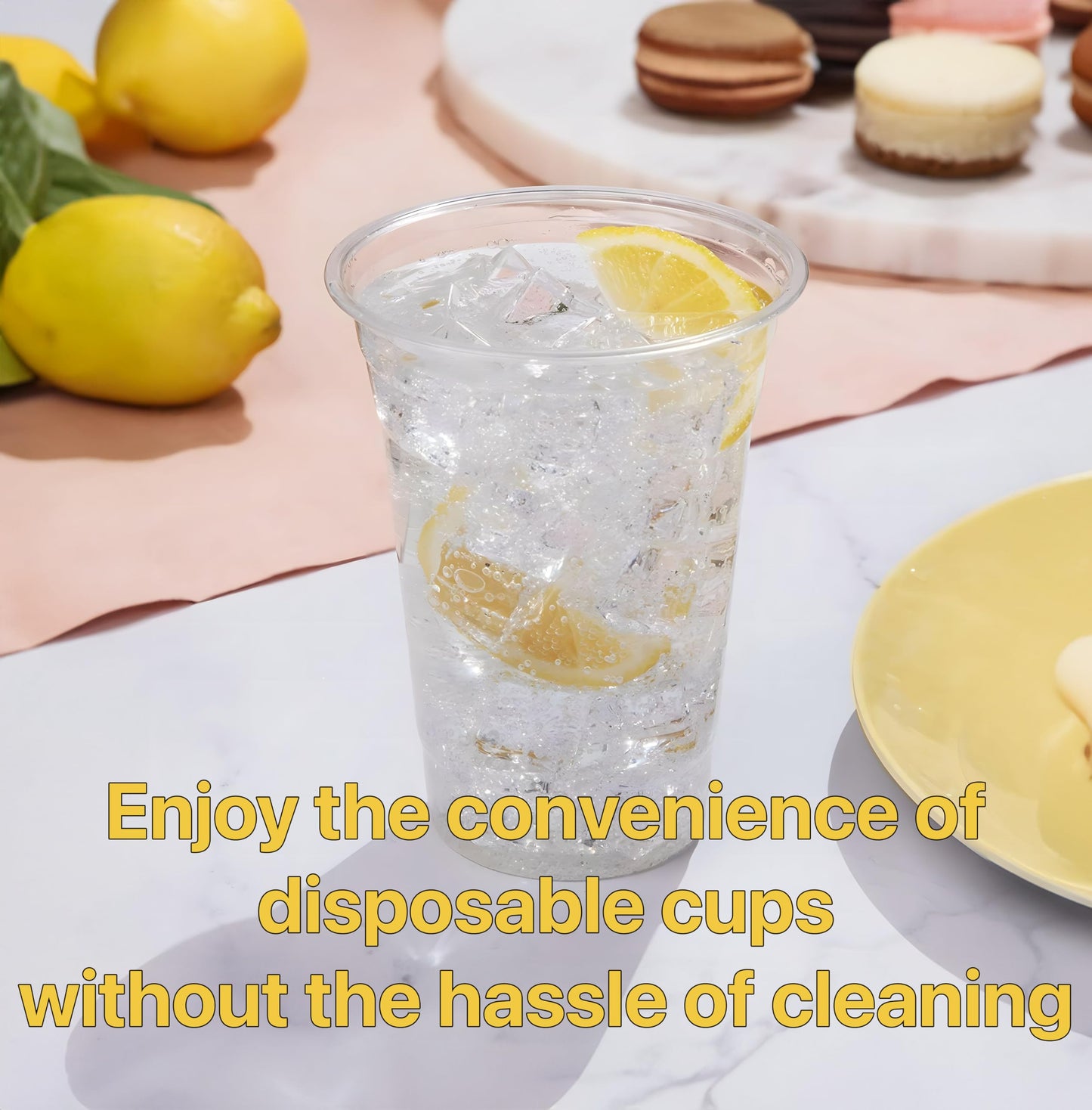 Pokanic Plastic Clear Cups [16 oz] with Lids and Straws [100 Set] Disposable Cold Beverage Drinking Iced Coffee Water Juice Tea Party Travel Cafe School Office Home Kitchen (100 Set, 16 oz)
