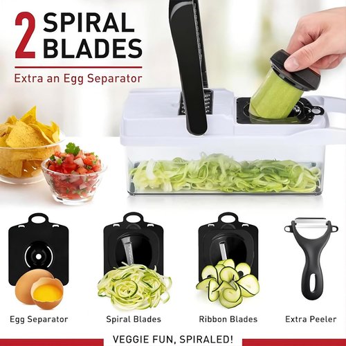 25-in-1 Vegetable Chopper by Skiennix - Multi-Function Food Slicer with Stainless Steel Blades & BPA-Free Container